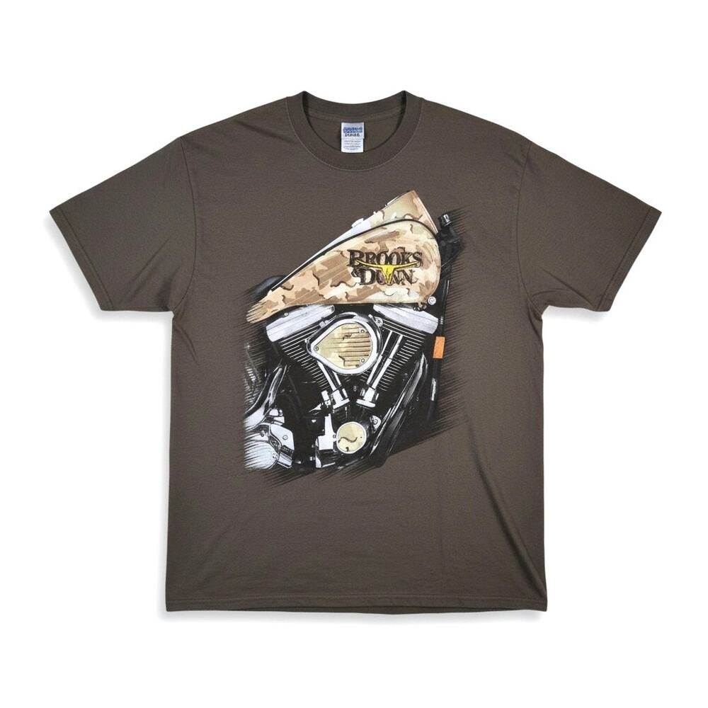 Y2k Brooks & Dunn Motorcycle Graphic T Shirt Gray L Biker Country Rodeo Western